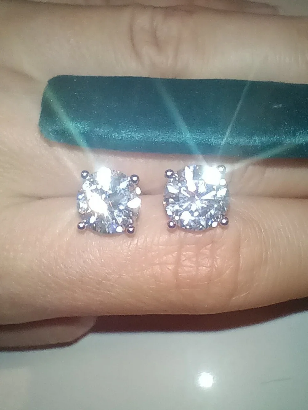 Huge 6CT Moissanite Prong Studs Earrings Real 925 Silver 18k G/P GRA Certificate